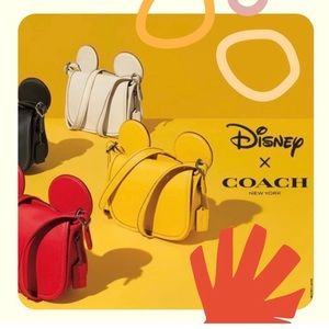 Coach Mickey Purse Yellow Crossbody Bag Leather Mickey Ears Disney Patricia